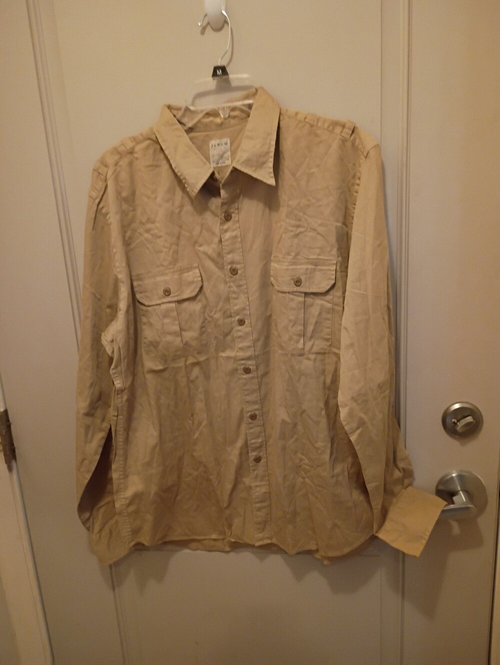 J. Crew Broken In Chino Tan Button Down Shirt Size XL
